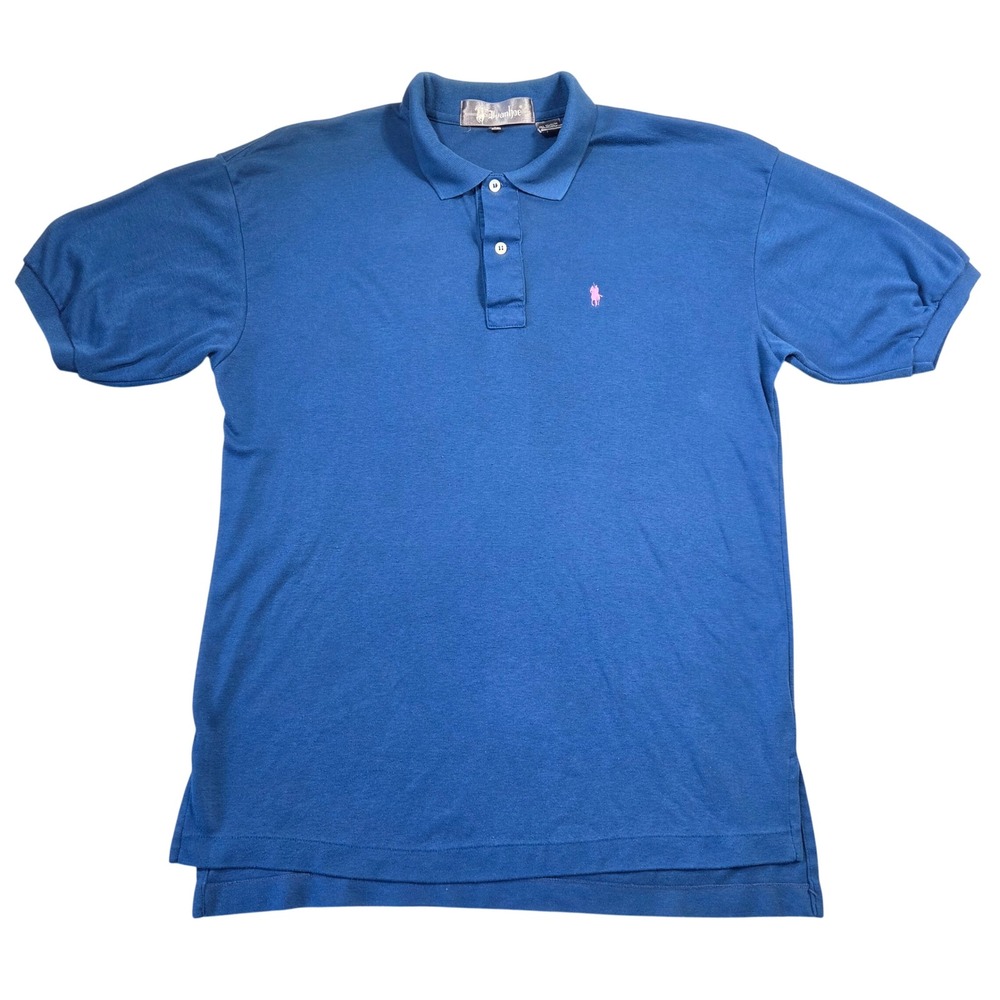 Ivanhoe Vintage Mens Blue Polo Shirt Short Sleeve XL Retro Grunge‎ Punk Eclectic